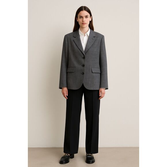 PLAN C Wool/Cotton Three Button Blazer, Melange Blk/Wht, Sz IT 40 - Picture 1 of 13